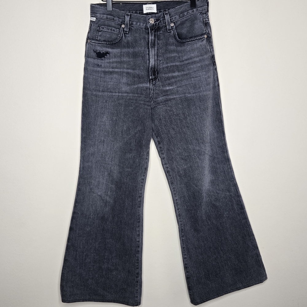Citizens of Humanity Annina High Rise Wide Leg Jeans Charcoal Gray Cotton